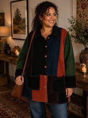Vintage Gladys Bagley Patchwork Sweater 1X